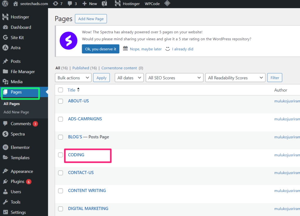 Wordpress how to publish my draft pages